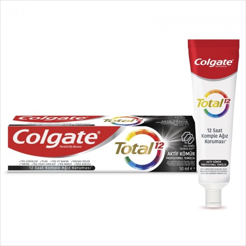 COLGATE TOOTHPASTE.50ML TOTAL ACTIVE CHARCOAL*12
