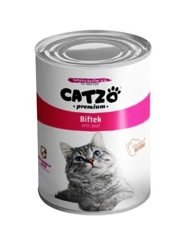 CATZO 400 GR KEDİ KONSERVE PREMİUM BİFTEK PARÇA ETLİ*12