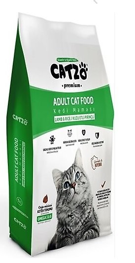 CATZO 15 KG PREMIUM KEDİ MAMASI KUZU ETLİ PİRİNÇLİ*1