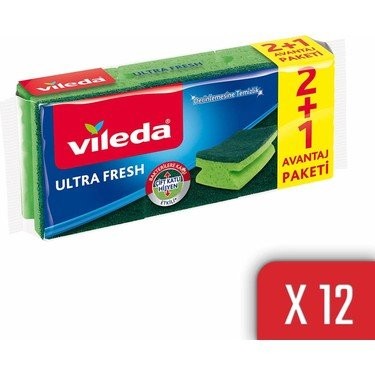 VİLEDA ULTRA FRESH SÜNGER 2+1 OLUKLU*12