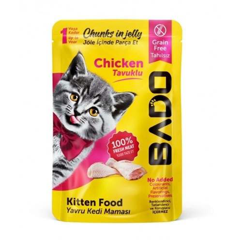 BADO 85 GR YAVRU KEDİ YAŞ MAMA PARÇA TAVUK ETLİ*24