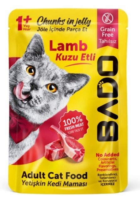 BADO 85 GR YETİŞKİN KEDİ YAŞ MAMA KUZU ETLİ*24
