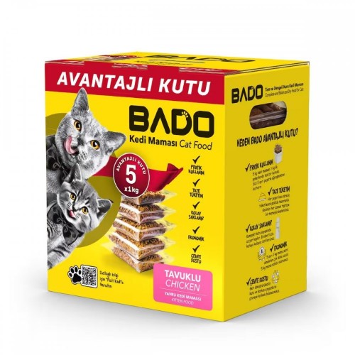 BADO 1 KG 5 Lİ AVANT.KUTU YAVRU KEDİ TAVUK ETLİ*1
