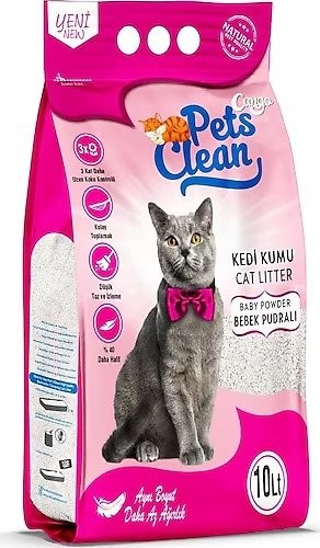 PETS CLEAN KEDİ KUMU PUDRA KOKULU 10LT*1