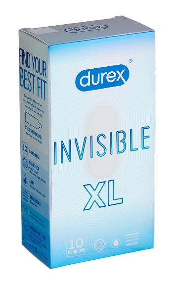DUREX PRÉSERVATIF 10pcs INVISIBLES XL*12