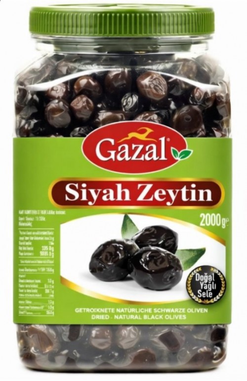 GAZAL 2 KG BLACK OLIVES (380-460)*6