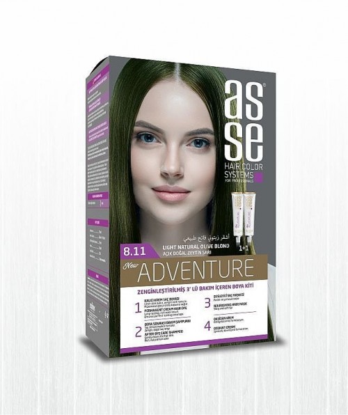 ASSE HAIR DYE SET 50+50ML LIGHT NATURAL OLIVE YELLOW 8.11*24