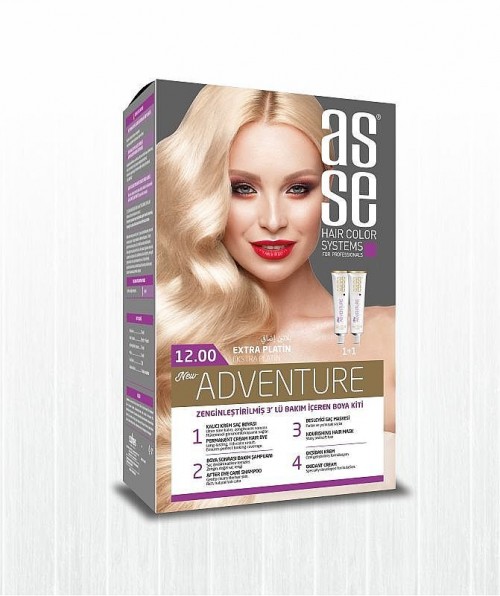 ENSEMBLE DE COLORATION POUR CHEVEUX ASSE 50+50ML EXTRA PLATIN 12.00*24