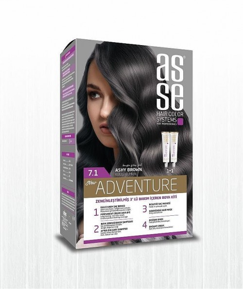 ASSE HAIR DYE SET 50+50ML ashy brown 7.1*24