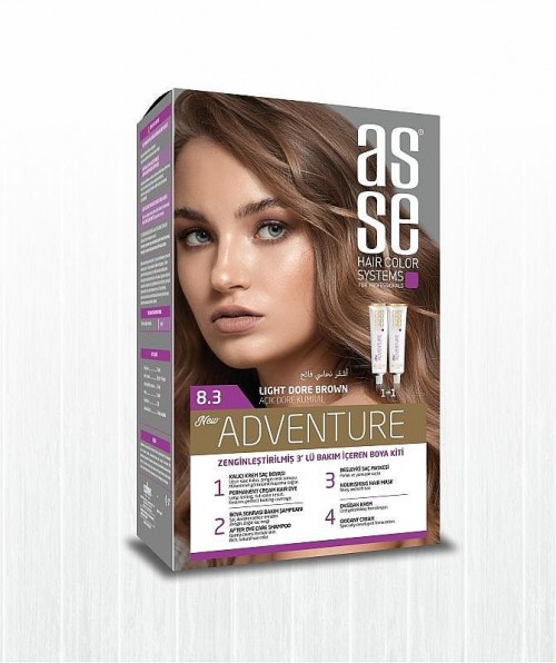 ASSE HAIR DYE SET 50+50ML LIGHT BROWN AUTHENTIC 8.3*24