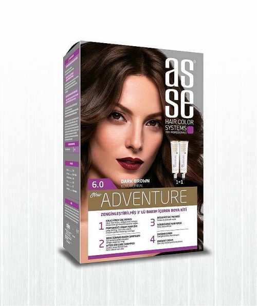 ASSE HAIR DYE SET 50+50ML DARK BROWN 6.0*24