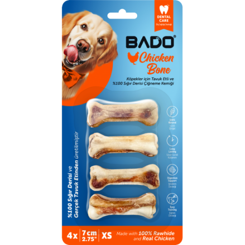 BADO ÇİĞNEME KEMİĞİ TAVUKLU 7CM 4LÜ *12