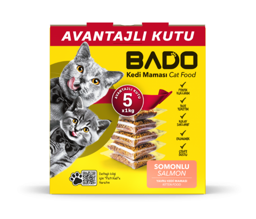 BADO 1 KG YAVRU KEDİ SOMONLU AVANTAJ 5Lİ KUTU*1