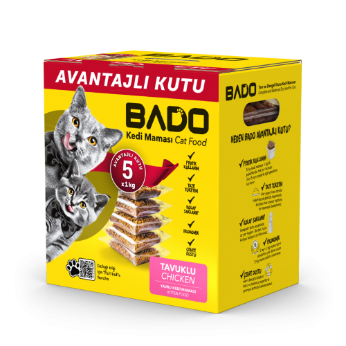 BADO 1 KG YAVRU KEDİ TAVUK ETLİ AVANTAJ 5Lİ KUTU*1