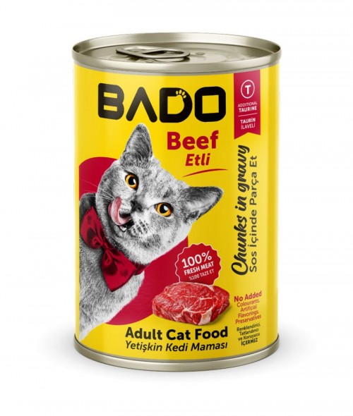 BADO 400 GR YETİŞKİN YAŞ KEDİ MAMASI ETLİ*12