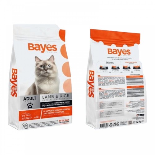 BAYES KEDİ MAMASI KURU 1,2 KG KUZU ET&PİRİNÇLİ*14