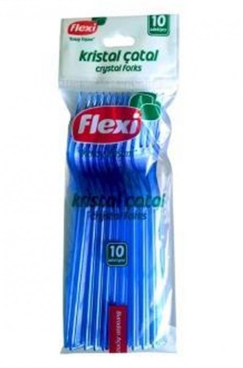 FLEXİ KRİSTAL PLASTİK ÇATAL 10'LU*10