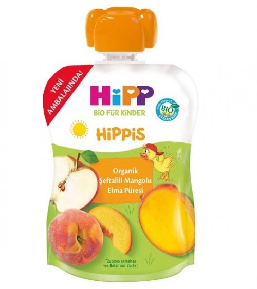HIPP MAMA ORGANIC 100 GR PEACH-MANGO-APPLE FRUIT PURE*8