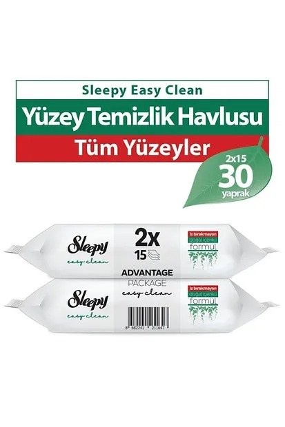 SLEEPY YÜZEY TEMİZLİK MENDİLİ İKİLİ 2X15*12
