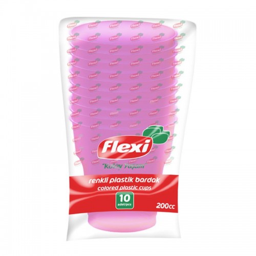 FLEXİ RENKLİ PLASTİK BARDAK 10'LU*125