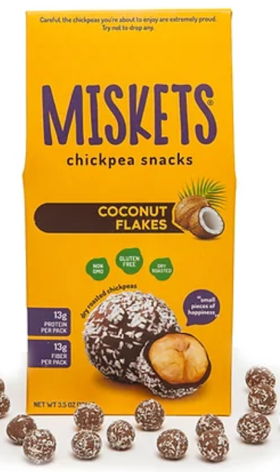 MISKETS 80 GR DARK CHOCOLATE COATED LEBLEBEI WITH COCONUT*12