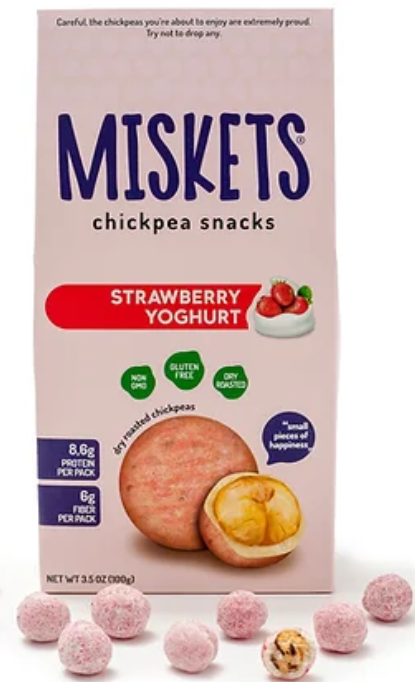 MISKETS 80 GR CHIKPEA COATED WITH STRAWBERRY FLAVORED YOGURT POWDER*12