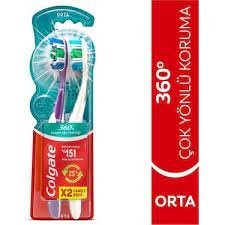 COLGATE TOOTHBRUSH 360 2-PIECE MEDIUM*12