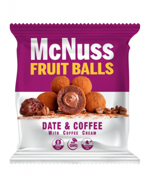 MC NUSS 40GR BOULES DE FRUITS FOURRIES À LA CRÈME ENROBÉES DE CAFÉ*12