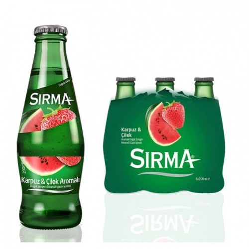 SIRMA ГАЗИРОВАННАЯ ВОДА СО ВКУСОМ АРБУЗА И КЛУБНИКИ 200 МЛ *24
