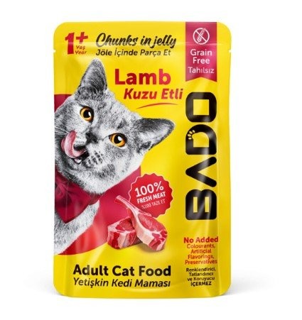 BADO 85 GR YETİŞKİN KEDİ YAŞ MAMA KUZU ETLİ*24