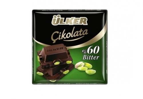 Ülker Dark Choco.60% Cocoa and Pistachio Square 65grx6
