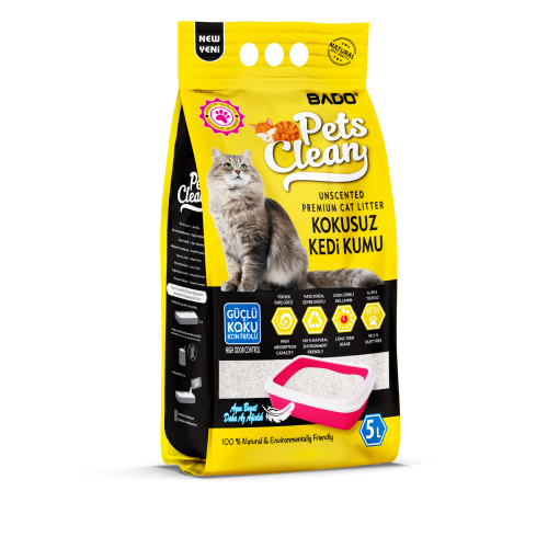 PETS CLEAN KEDİ KUMU 5 LT NATUREL (KOKUSUZ)*1