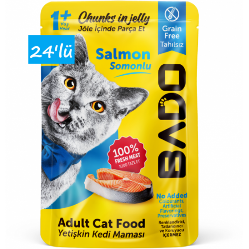 BADO 85 GR YETİŞKİN KEDİ YAŞ MAMA SOMONLU*24