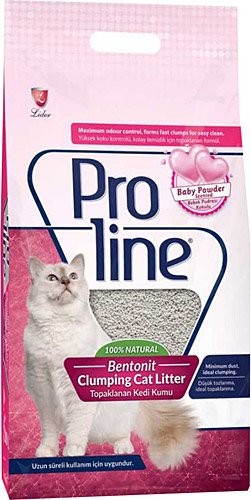 PROLİNE KEDİ KUMU 5 LT BENTONİT PUDRALI*6