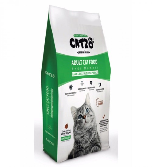 CATZO KEDİ MAMASI 1 KG PAKET KUZU ETLİ PİRİNÇLİ*15