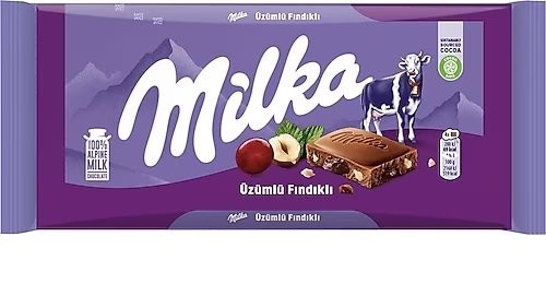 MİLKA 80GR CHOCOLAT AU RAISIN ET CACHUETE *25