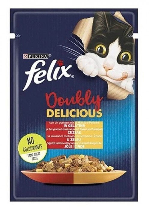 FELİX ÇİFTE LEZZET SIĞIR&TAV KEDİ YAŞ MAMA 85*26