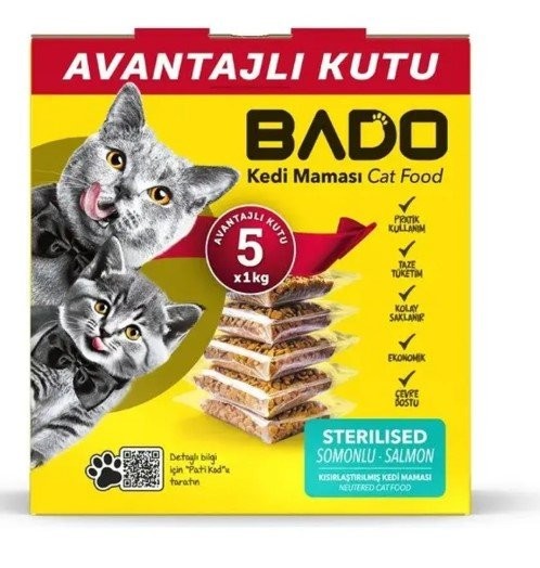 BADO 1 KG YETİŞ. KEDİ KISIR.SOMON AVANT.5Lİ KUTU*1