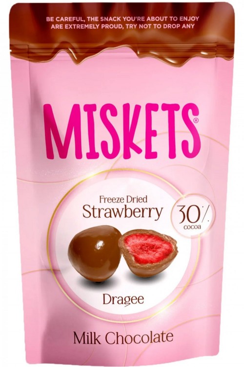 MISKETS 80 GR STRAWBERRY DRAGEE COATED MILK CHOCOLATE *12
