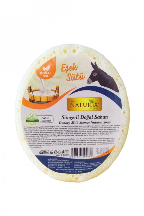 NATURİX 150 GR SÜNGERLİ SABUN EŞEK SÜTLÜ*48